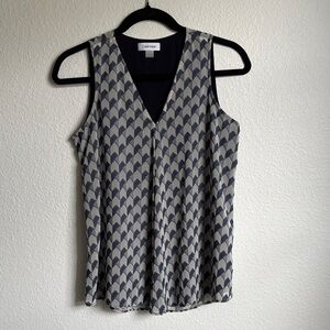 Calvin Klein V-Neck Sleeveless Lined Chevron Top Size XS